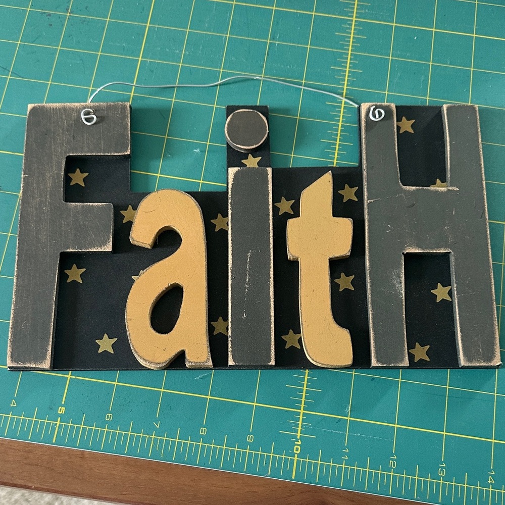 Faith Wall Decor Sign - Gray and Gold